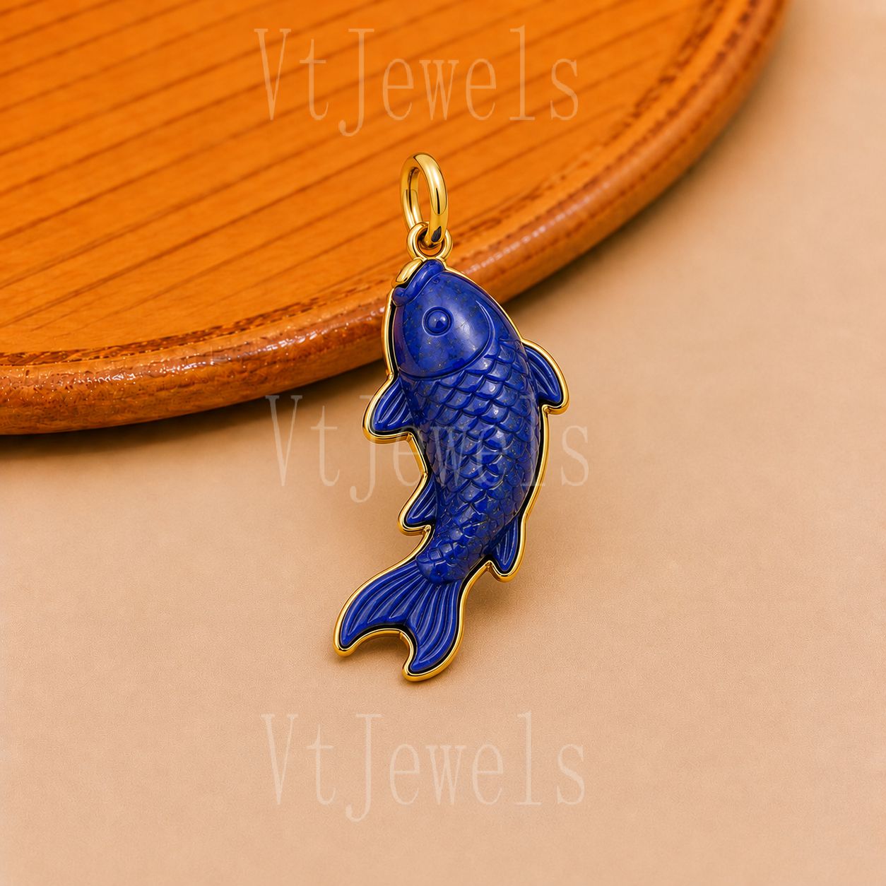 925 Sterling Silver Blue Koi Fish Pendant
