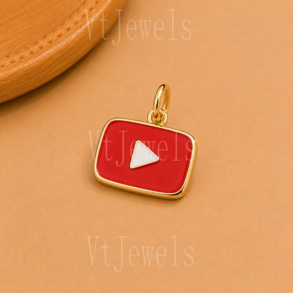 925 Sterling Silver YouTube Logo Pendant Charm