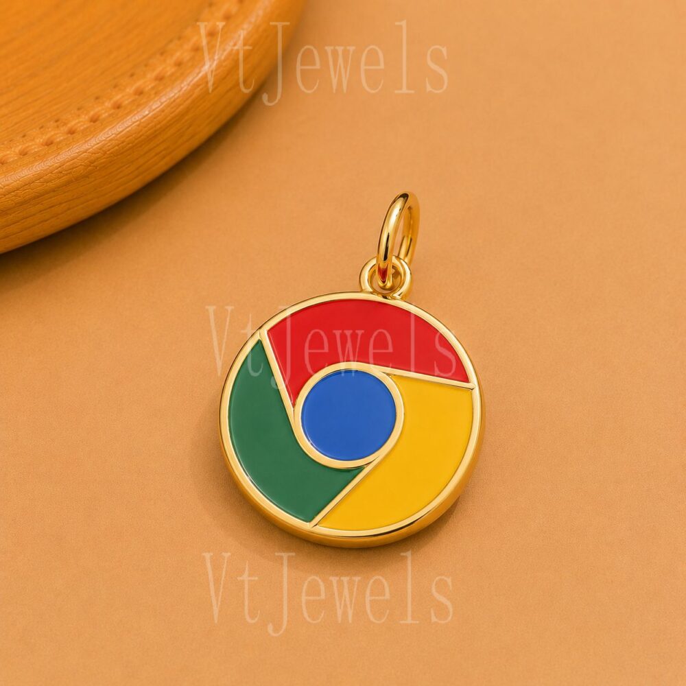 925 Sterling Silver Colorful Browser Icon Pendant