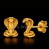 925 Sterling Silver Golden King Cobra Studs