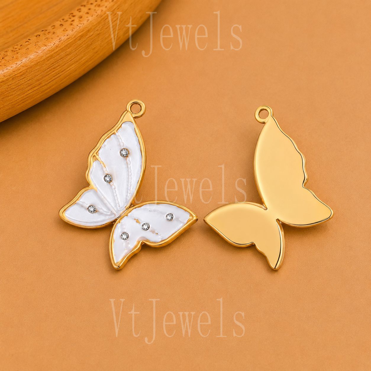 One Pcs 925 Sterling Silver White Enamel Butterfly Pendant