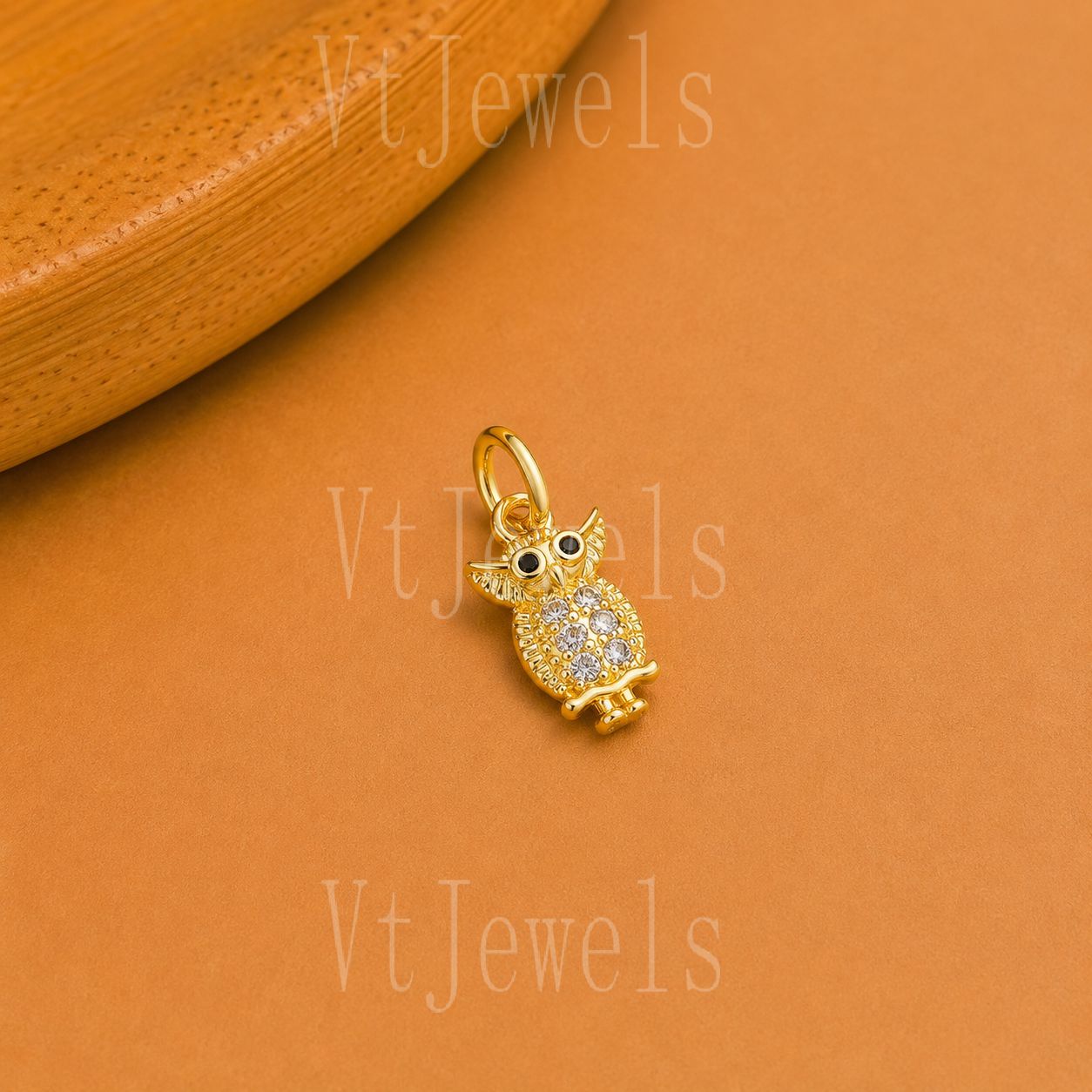 925 Sterling Silver Gold Plated Owl Pendant