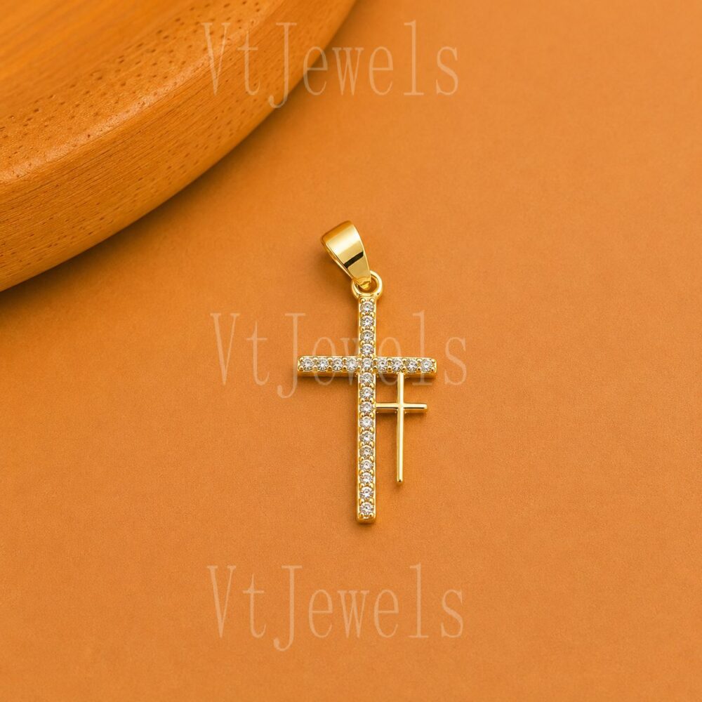 925 Sterling Silver Double Cross Pendant