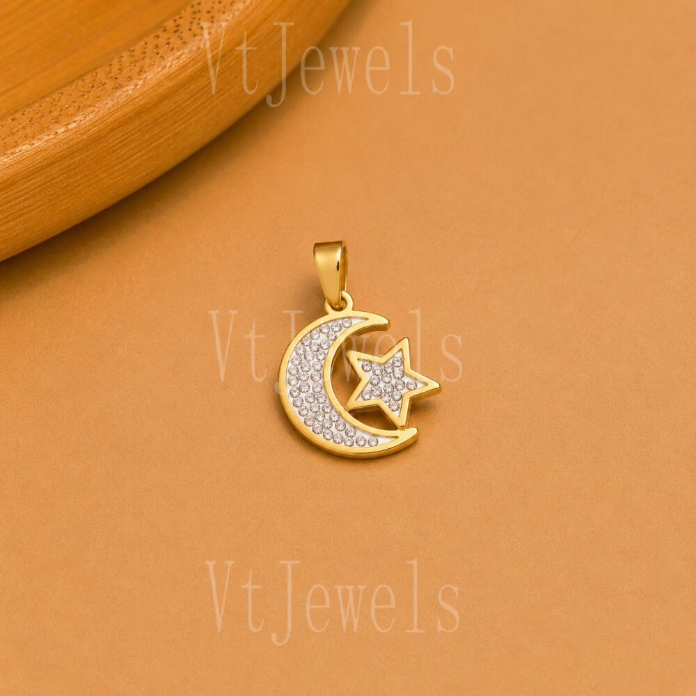 925 Sterling Silver Moon Star Pendant