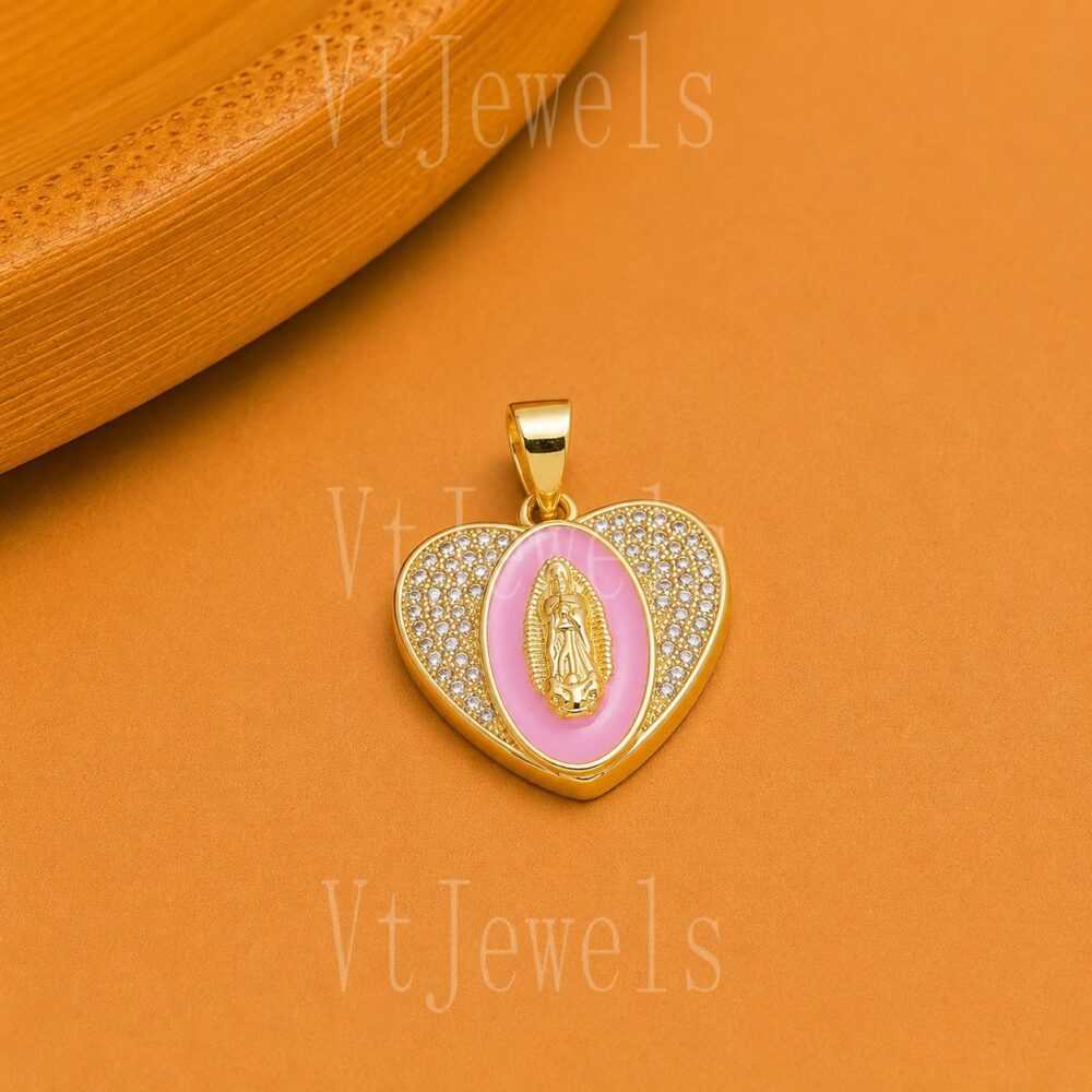 925 Sterling Silver Virgin Mary Heart Pendant