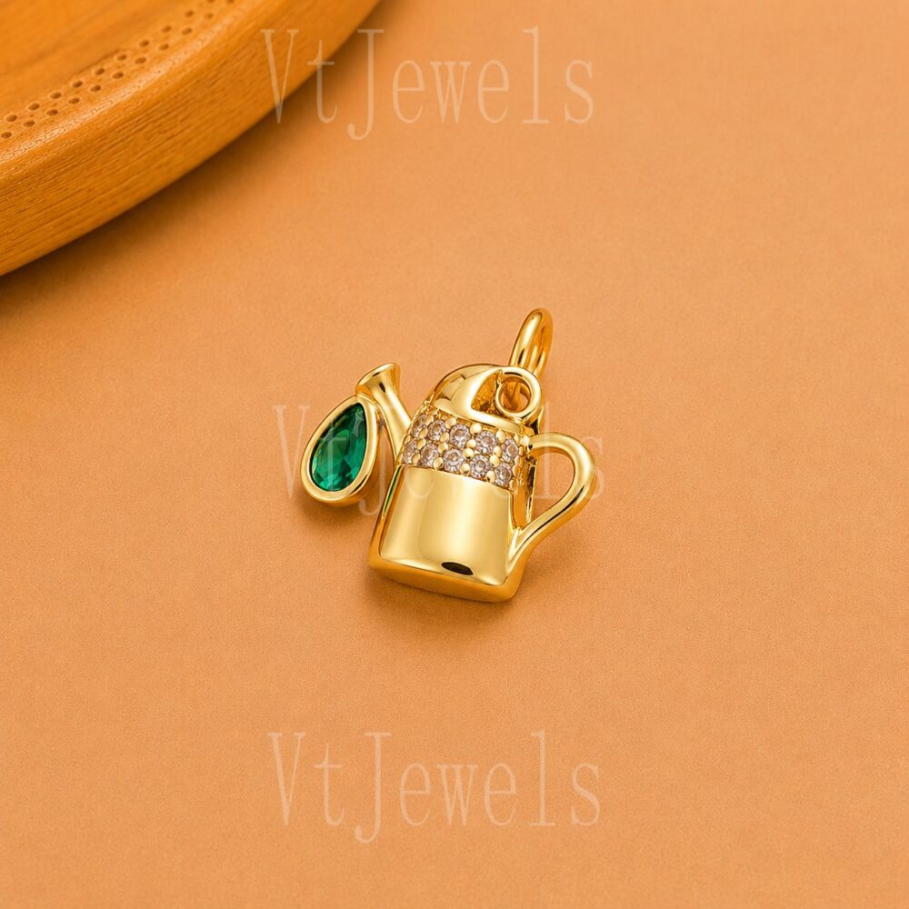 925 Sterling Silver Gold Plated Watering Can Pendant