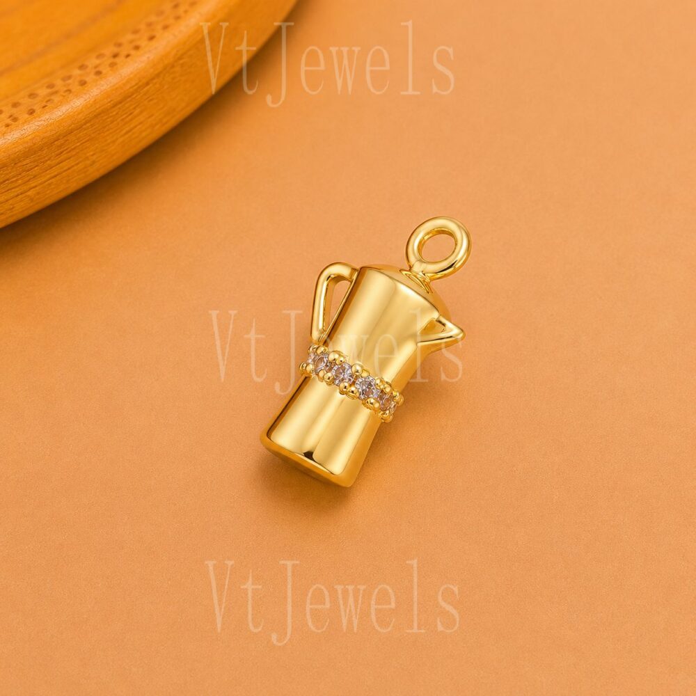925 Sterling Silver Gold Plated Champagne Pendant