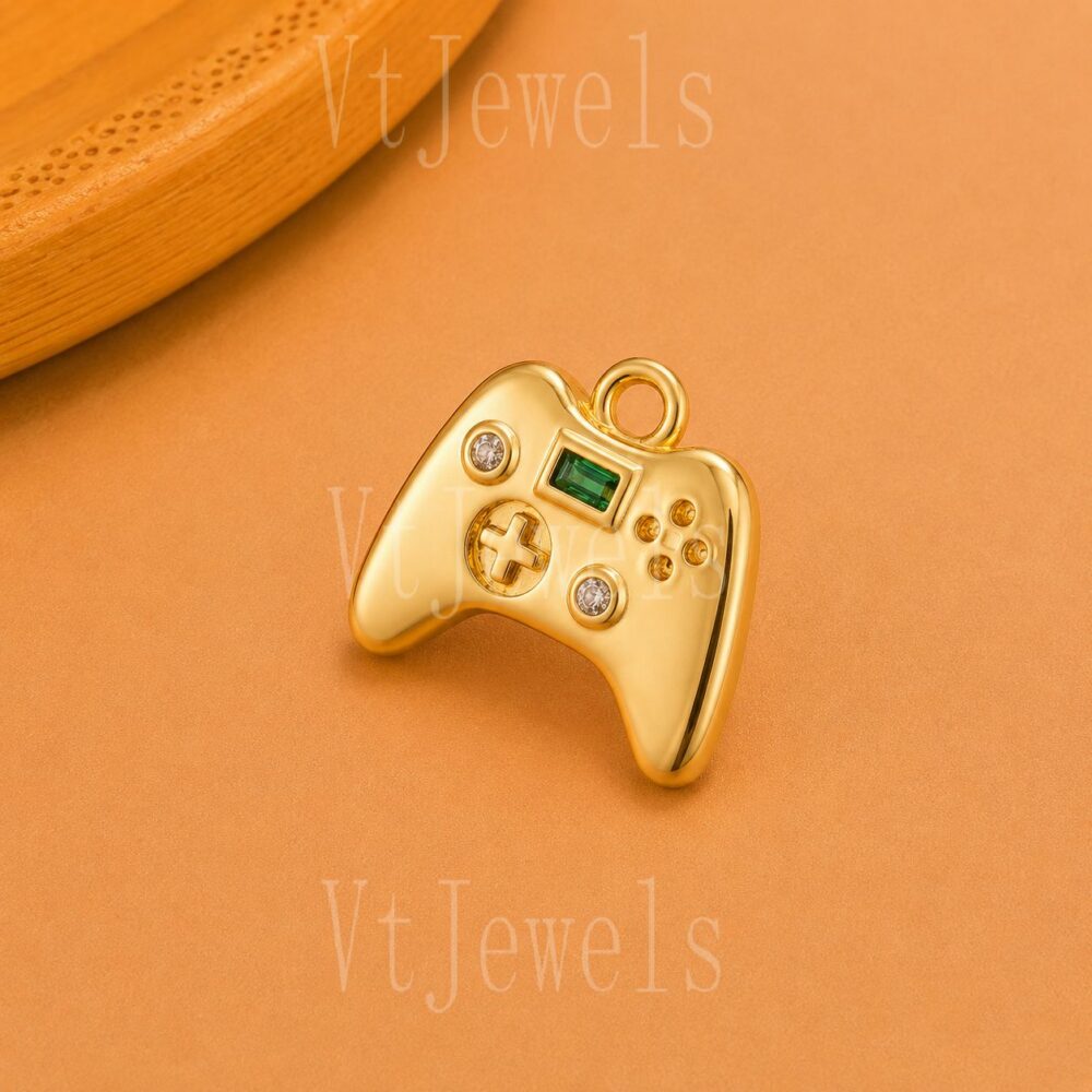 925 Sterling Silver Gold Plated Gaming Controller Pendant