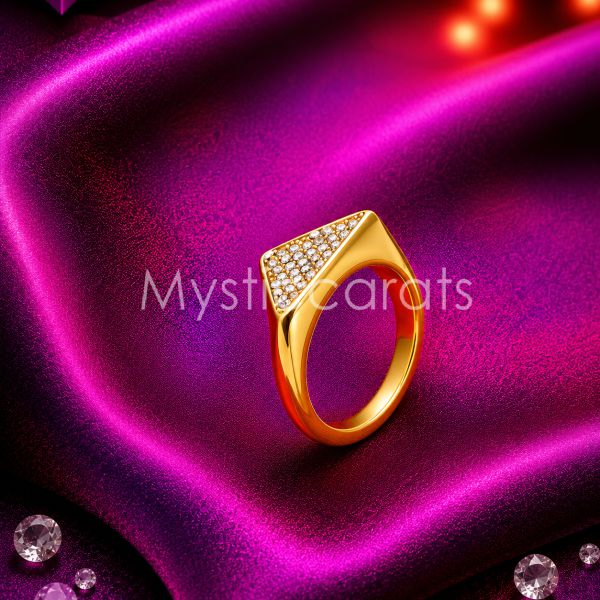 925 Sterling Silver Triangle Pavé diamond Ring - Image 3