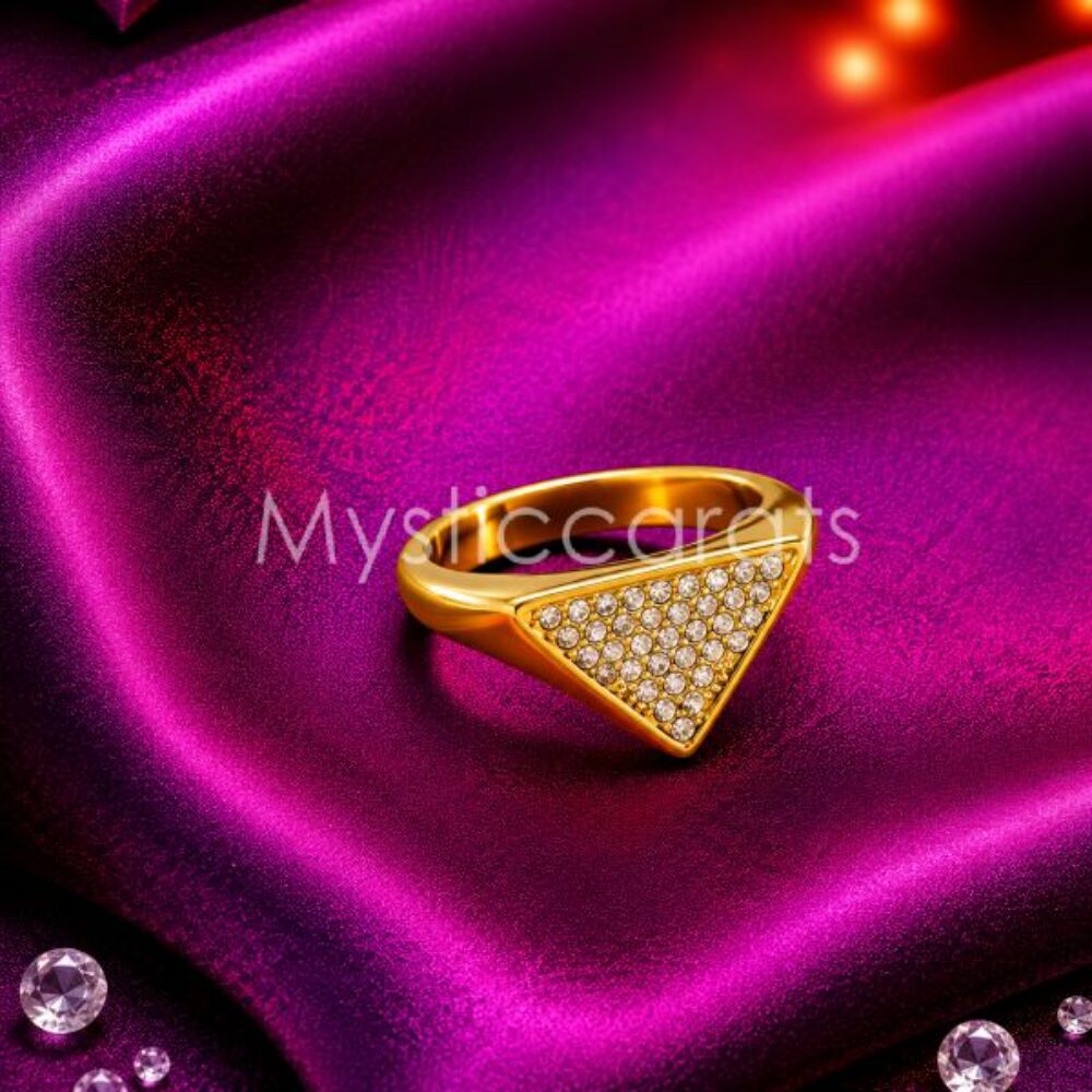 925 Sterling Silver Triangle Pavé diamond Ring