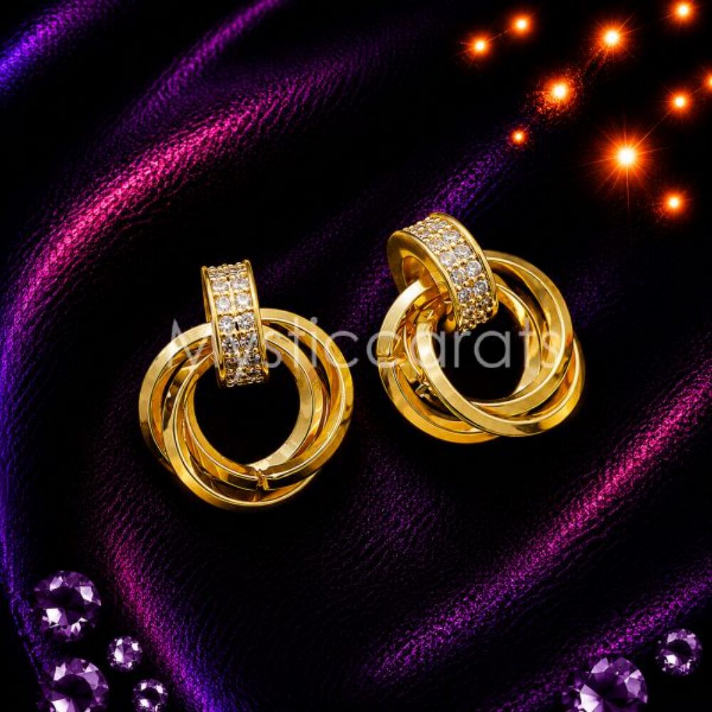 925 sterling silver Double Circle Stud Earrings