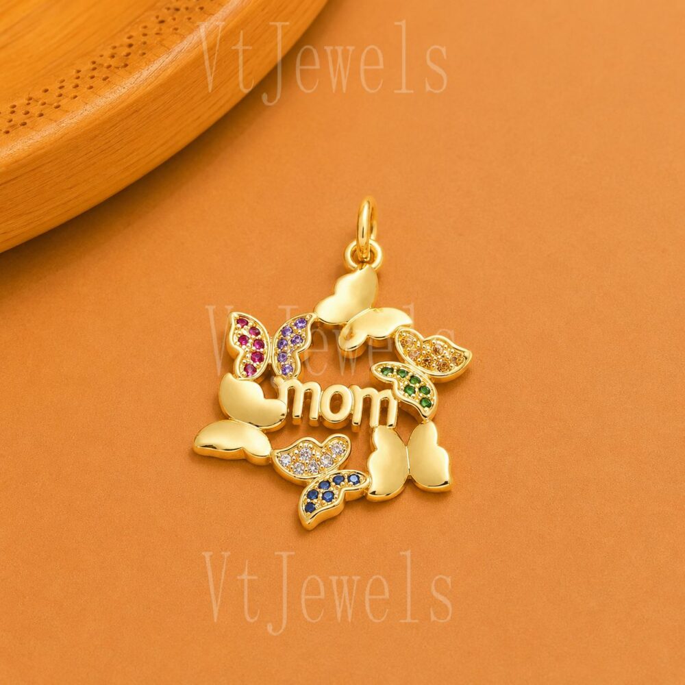 925 Sterling Silver MOM Butterfly Pendant