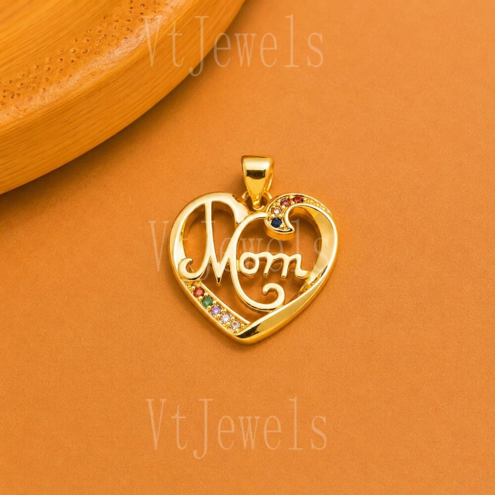 925 Sterling Silver MOM Heart Pendant