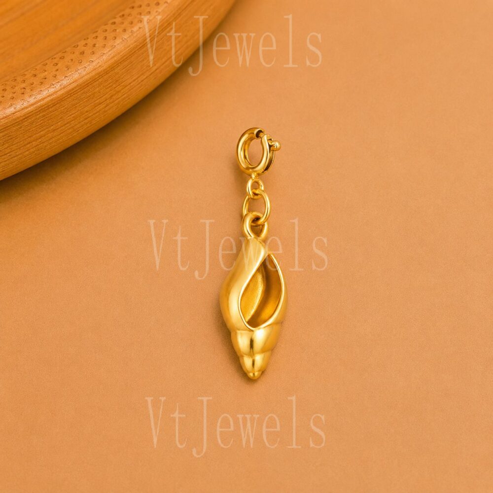925 Sterling Silver Gold Plated Seashell Charm Pendant