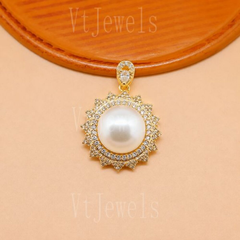 925 Sterling Silver Pearl Sunburst Pendant
