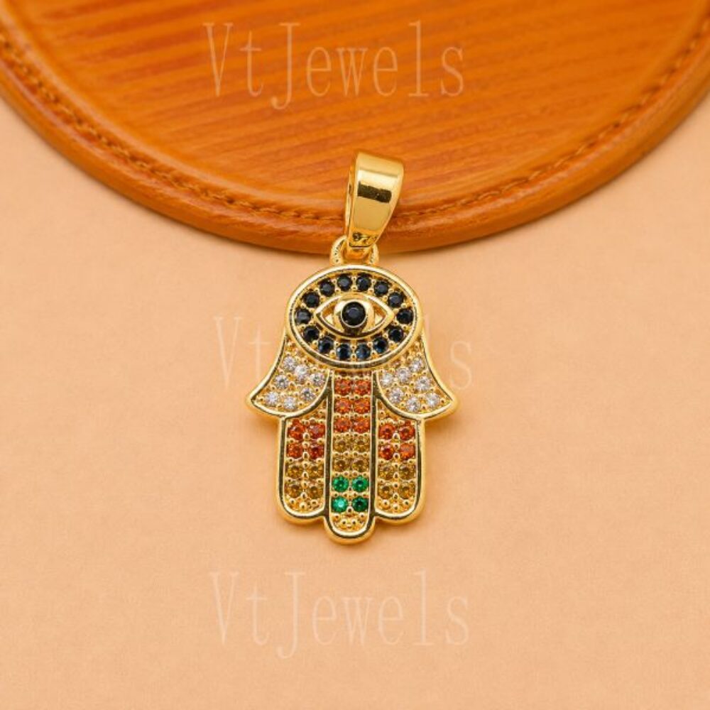 925 Sterling Silver Hamsa Hand Pendant