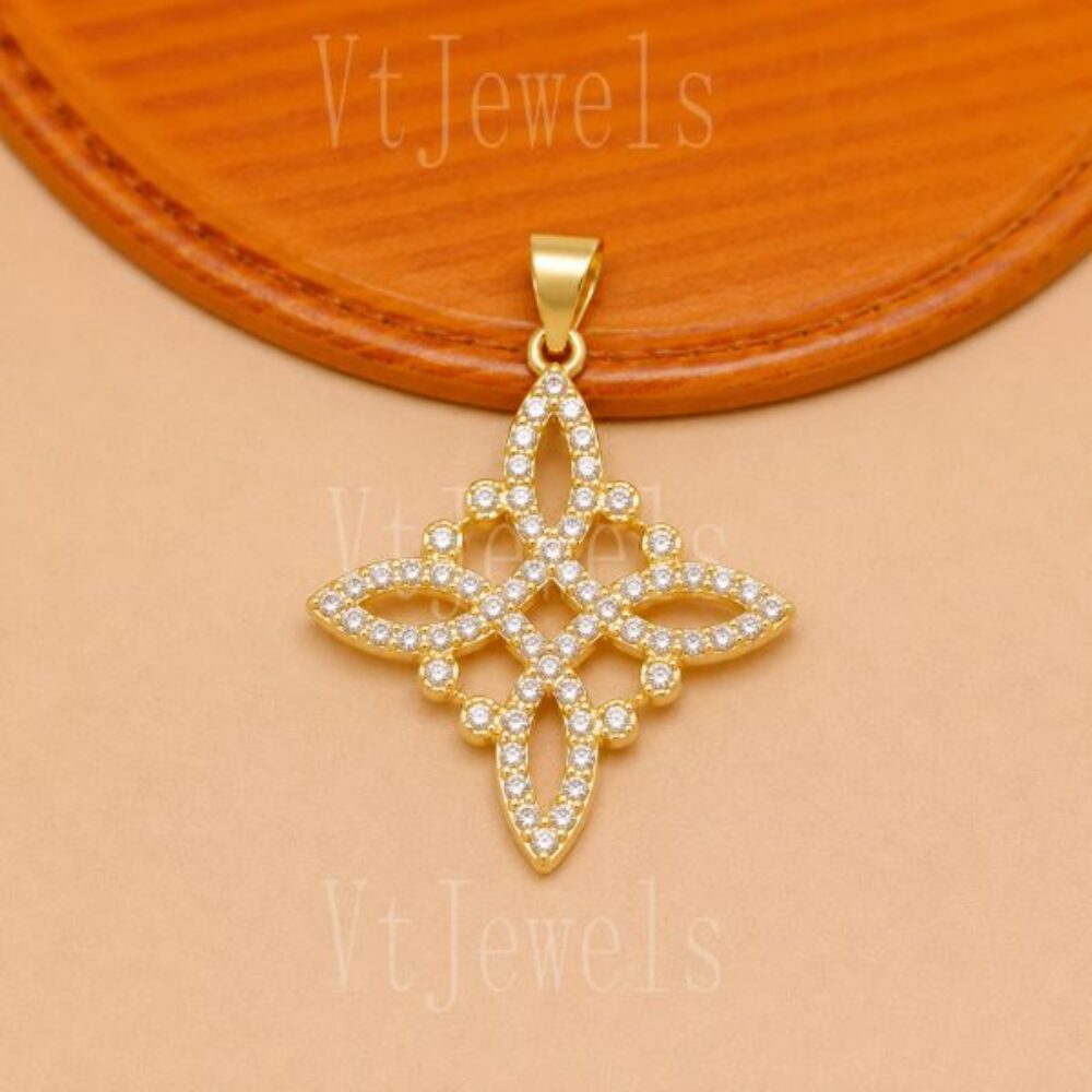 925 Sterling Silver Floral Cross Pendant