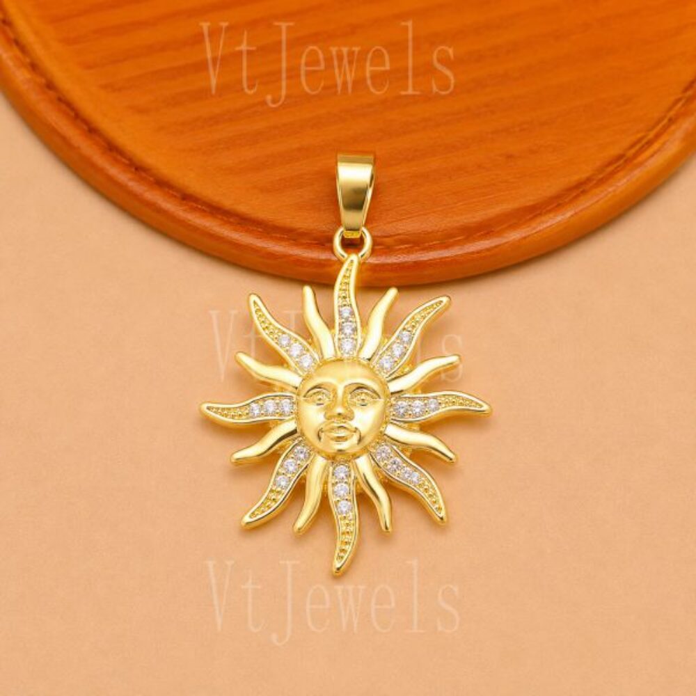 925 Sterling Silver Sun Face Pendant