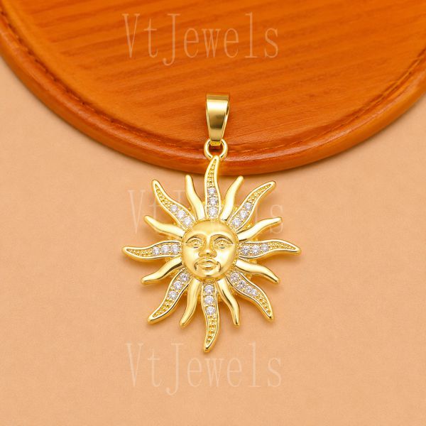 925 Sterling Silver Sun Face Pendant