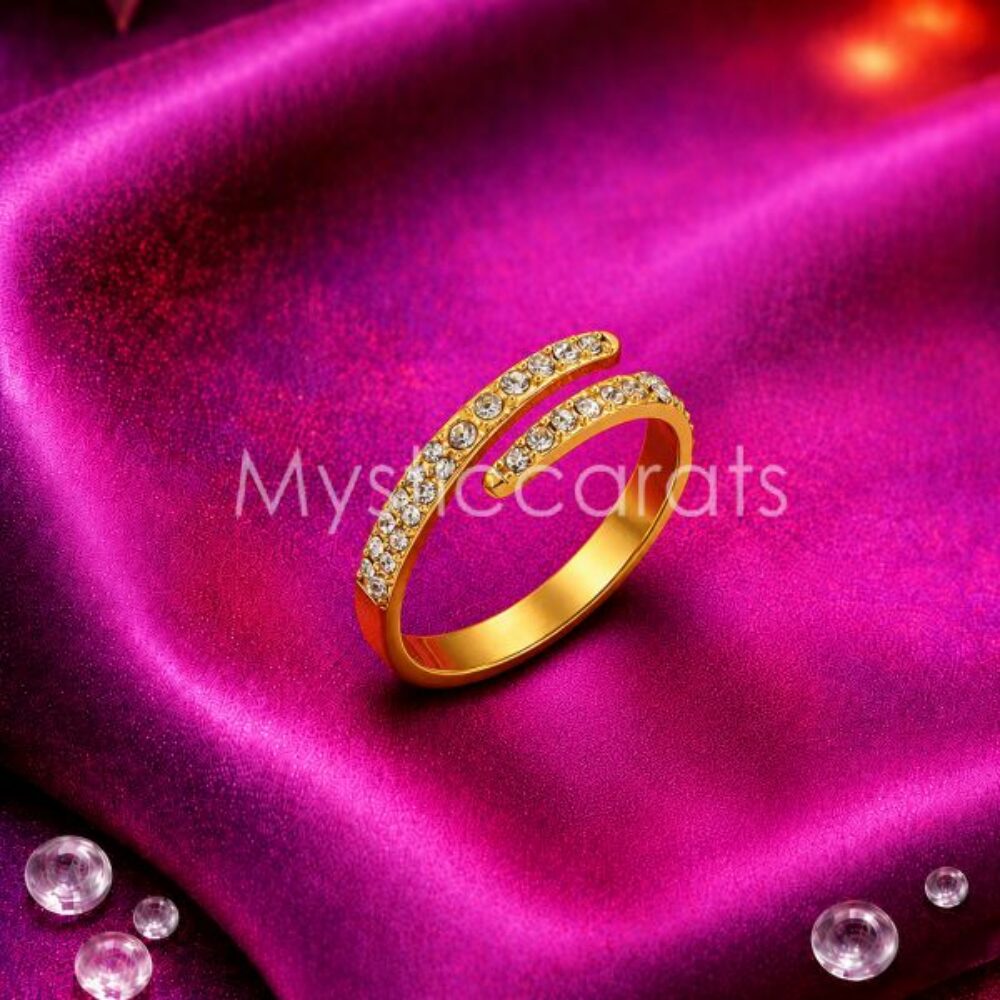 925 Sterling Silver Pavé diamond Open Ring