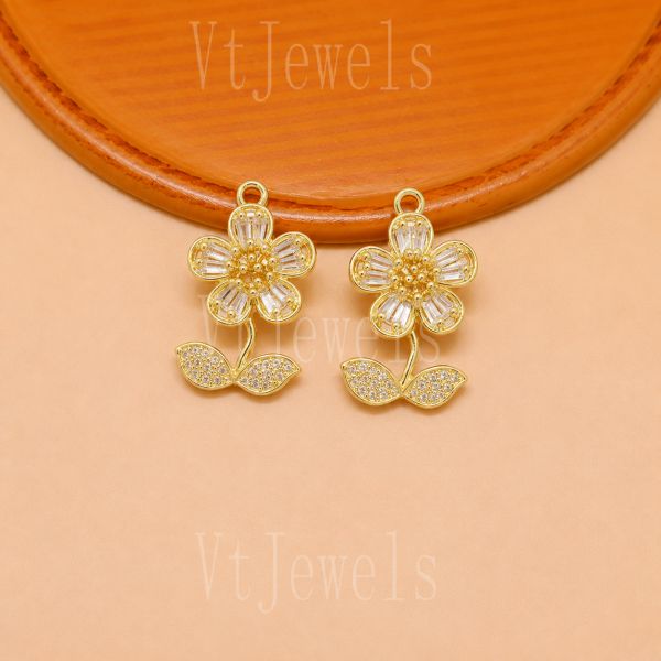 One Pcs 925 Sterling Silver Cherry Blossom Flower Charms
