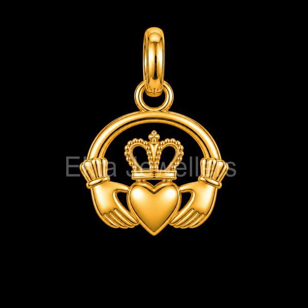 925 Sterling Silver Irish Claddagh Heart Pendant
