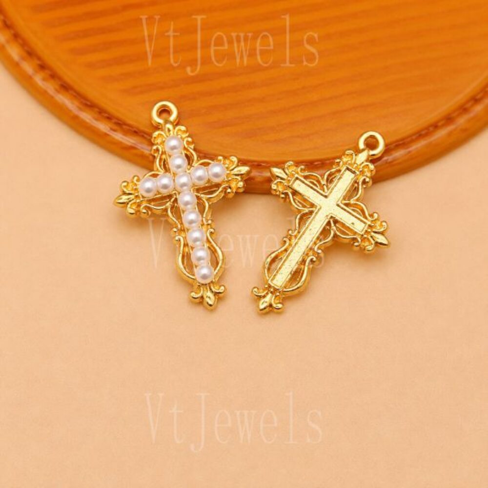 925 Sterling Silver Pearl Cross Pendant
