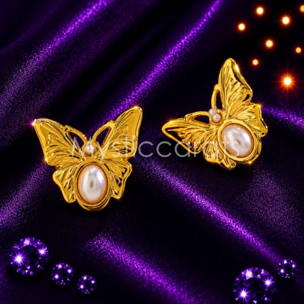 925 sterling silver Butterfly Pearl Stud Earrings