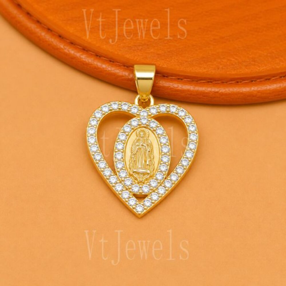 925 Sterling Silver Virgin Mary Heart Charm