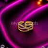 925 Sterling Silver Gold Wave Band Ring