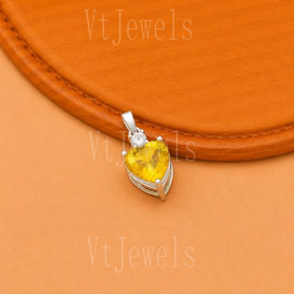 925 Sterling Silver Yellow Pear Pendant