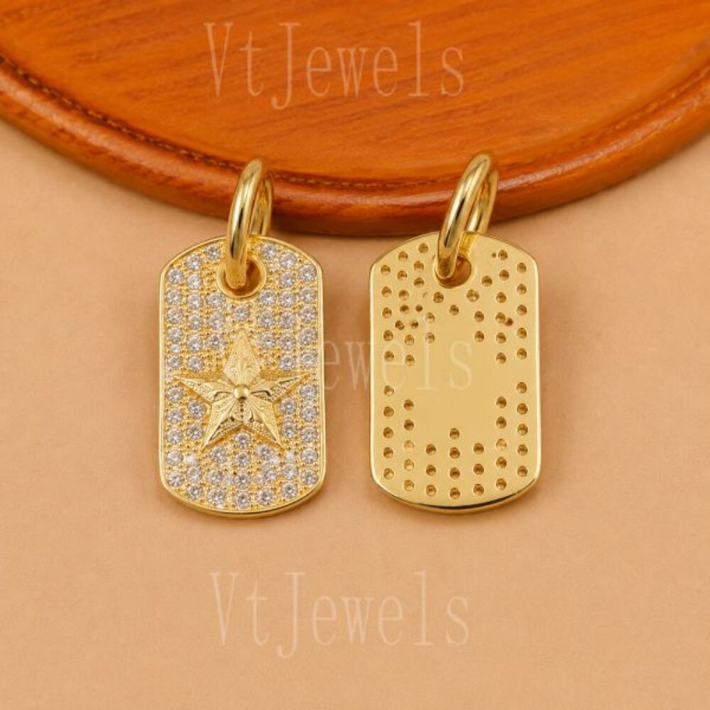 925 Sterling Silver North Star Dog Tag Pendant