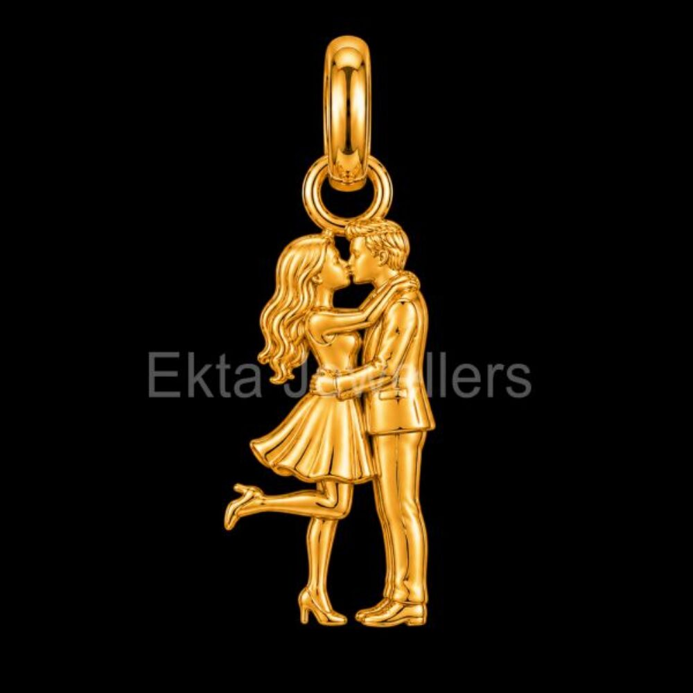 925 Sterling Silver Romantic Kissing Couple Pendant