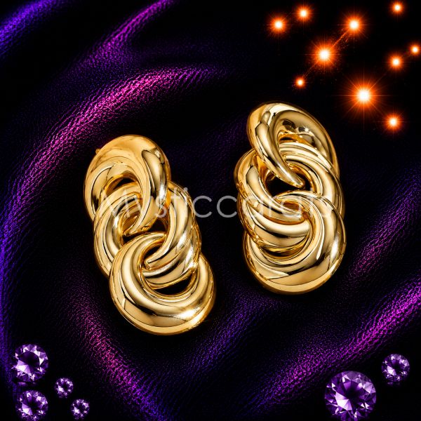 925 sterling silver Interlocking Link Stud Earrings