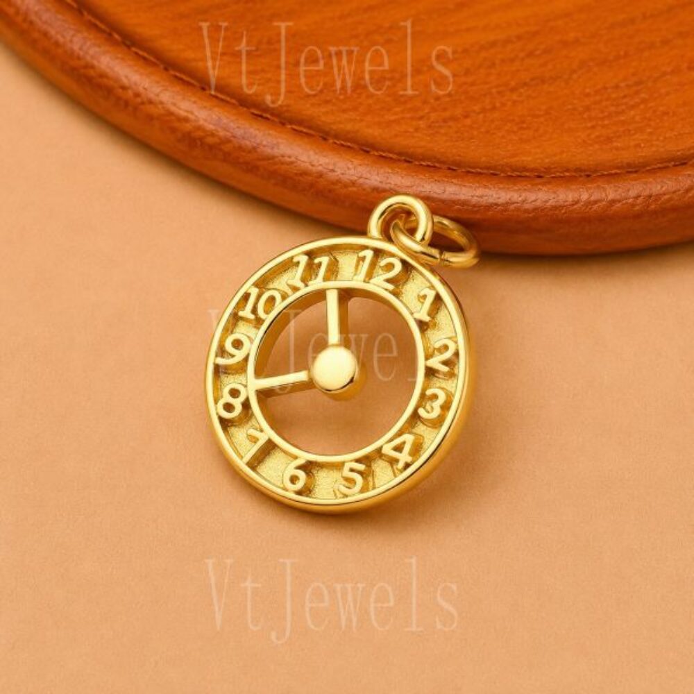 925 Sterling Silver Clock Pendant