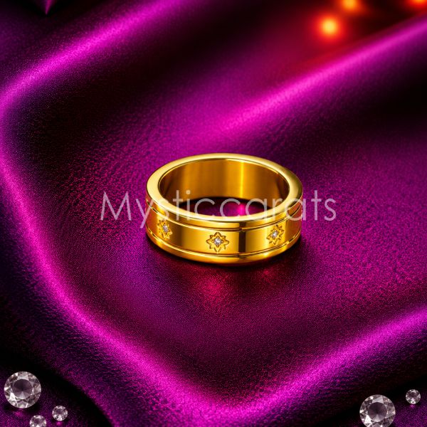 925 Sterling Silver Gold Plated Celestial Ring