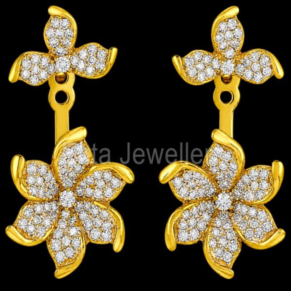 925 Sterling Silver Flower Jacket Earrings