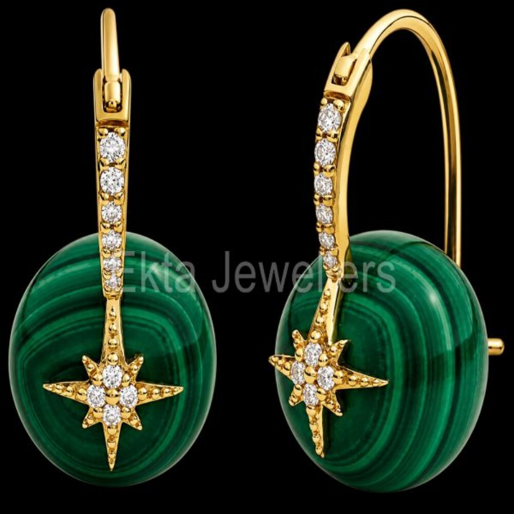 925 Sterling Silver Malachite Hoop Earrings