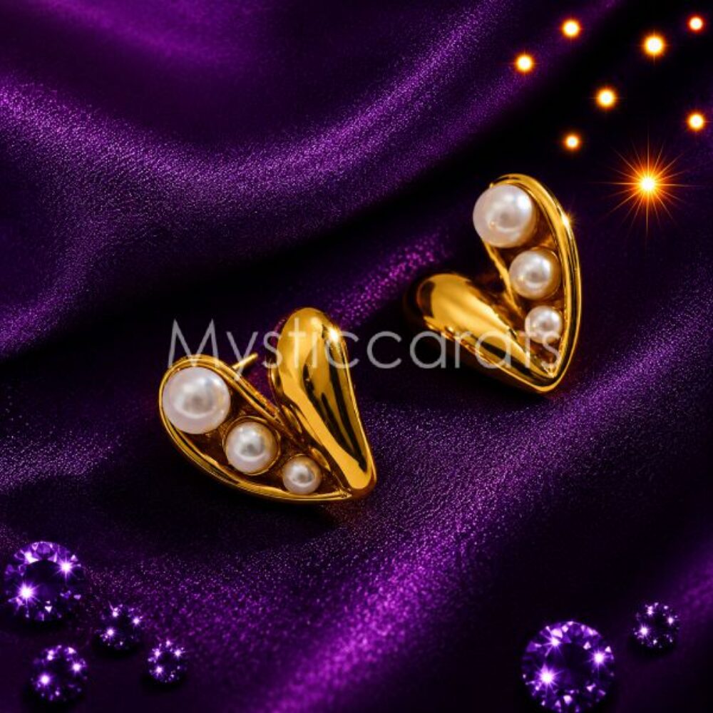 925 sterling silver Heart Pearl Stud Earrings