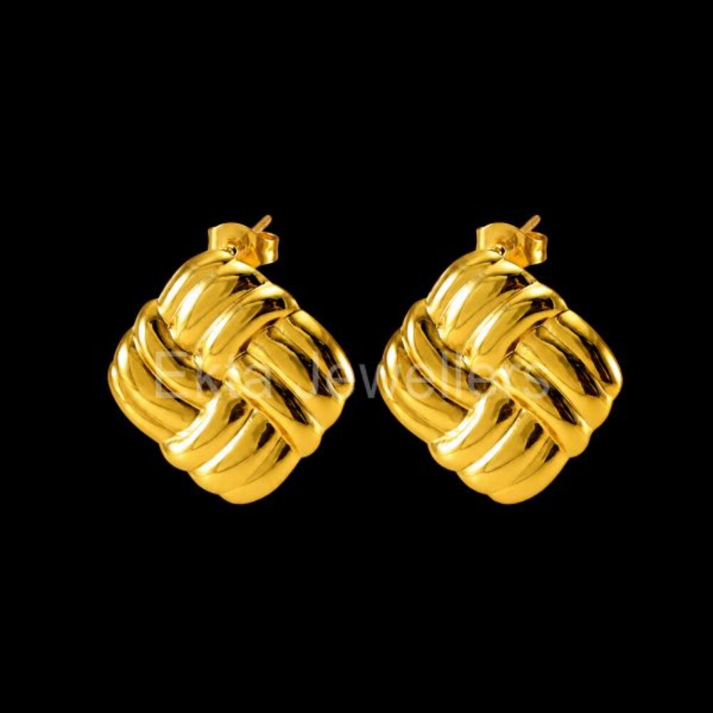 925 Sterling Silver Gold Knot Stud Earrings