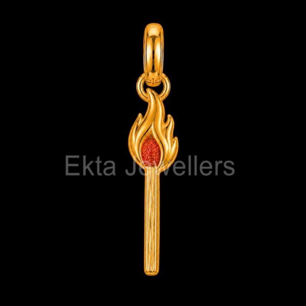 925 Sterling Silver Burning Matchstick Pendant
