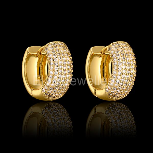 925 Sterling Silver Gold Huggie Hoop Earrings - Image 3