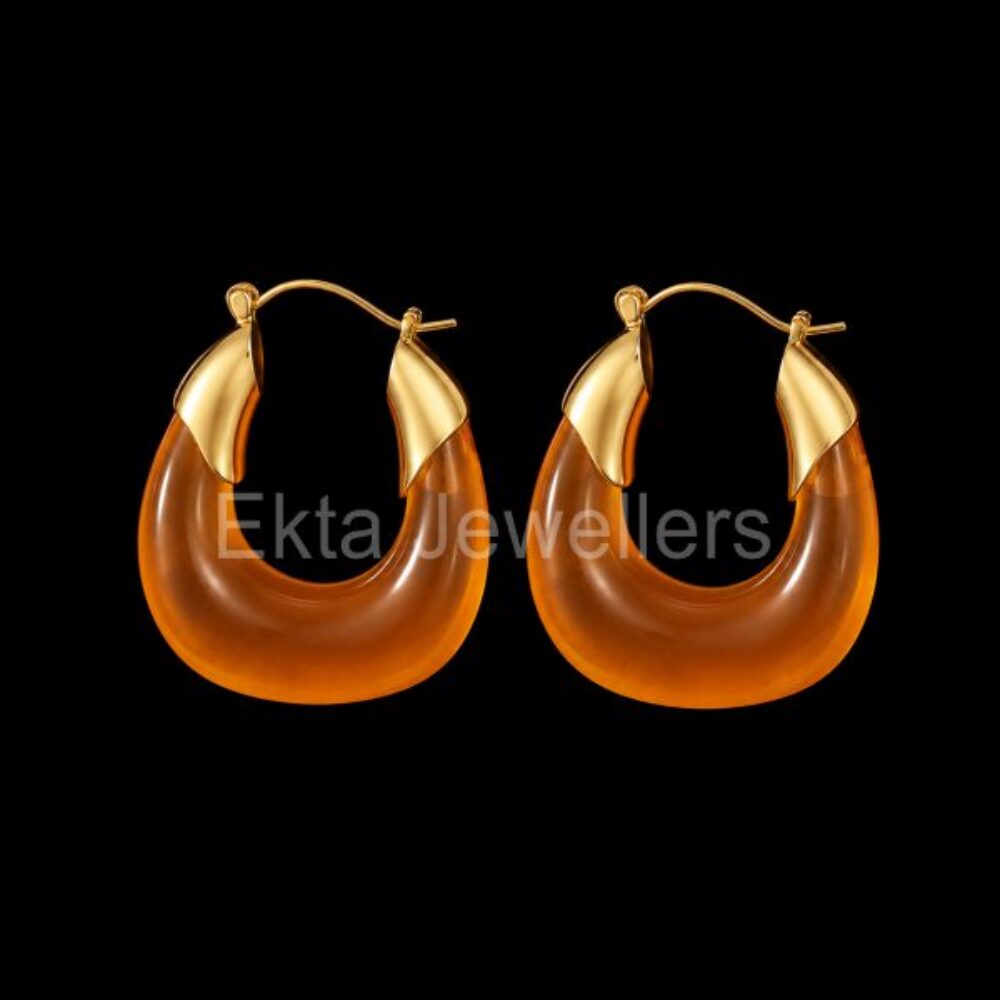 925 Sterling Silver Carnelian Hoop Earrings