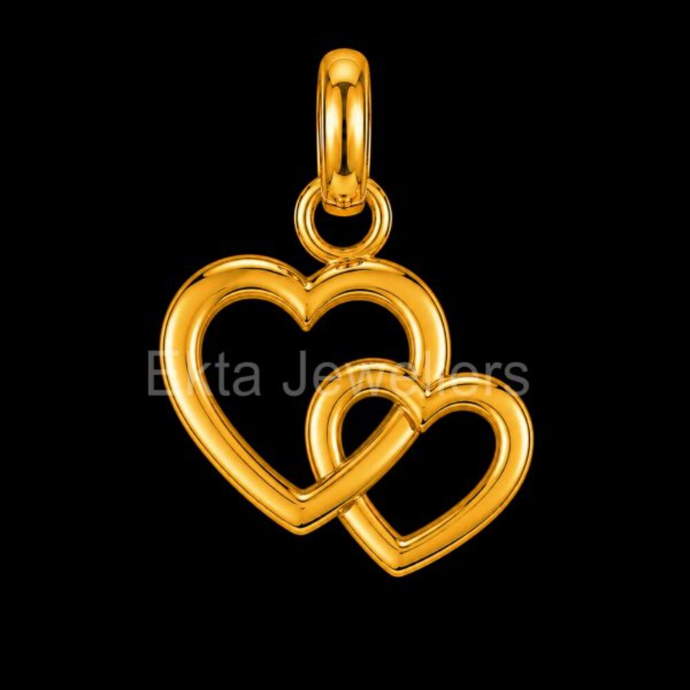 925 Sterling Silver Interlocking Double Heart Pendant