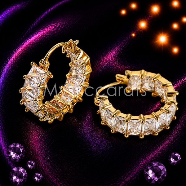 925 sterling silver Baguette Hoop Earrings