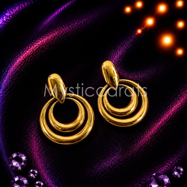 925 sterling silver Double Circle Drop Earrings