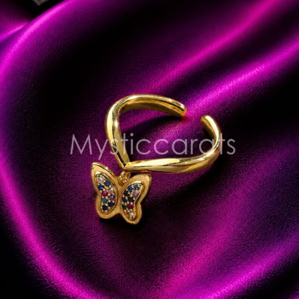 925 sterling silver Gold Butterfly Open Ring