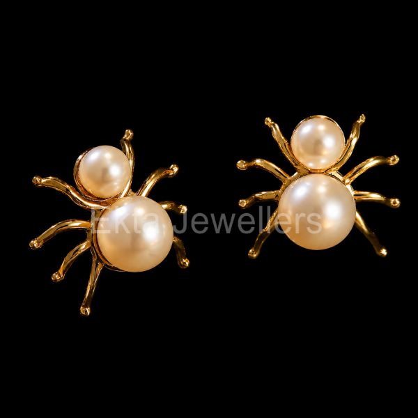 925 Sterling Silver Pearl Spider Stud Earrings