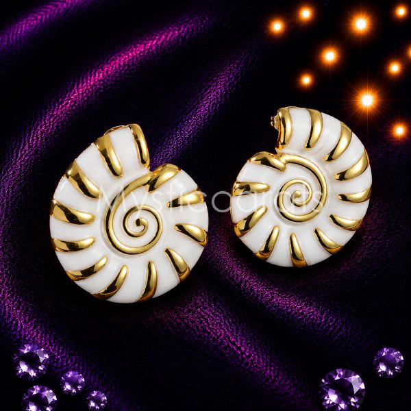925 sterling silver Nautilus Shell Stud Earrings