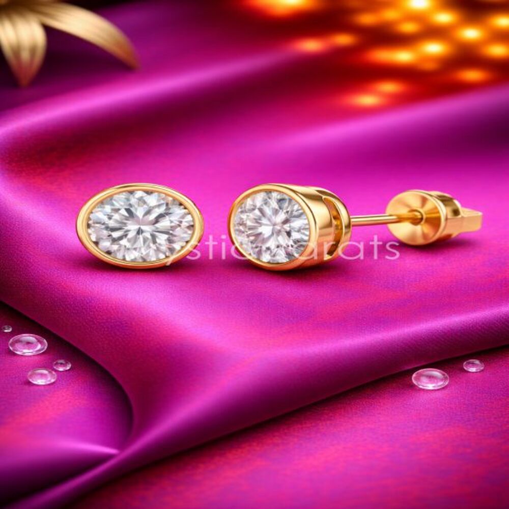 925 Sterling Silver Bezel Set Round Stud Earrings